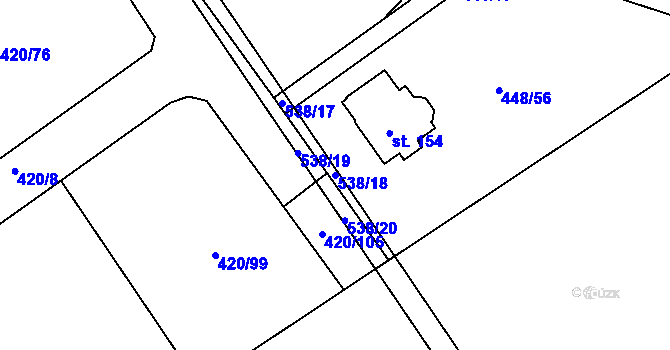 Parcela st. 538/18 v KÚ Zádub, Katastrální mapa