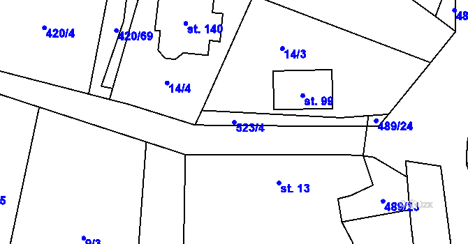 Parcela st. 523/4 v KÚ Zádub, Katastrální mapa