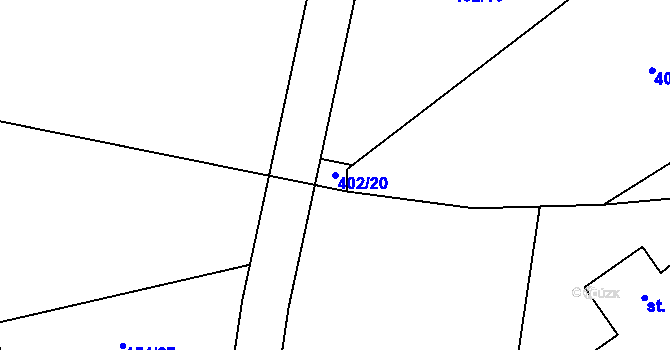 Parcela st. 402/20 v KÚ Zádub, Katastrální mapa