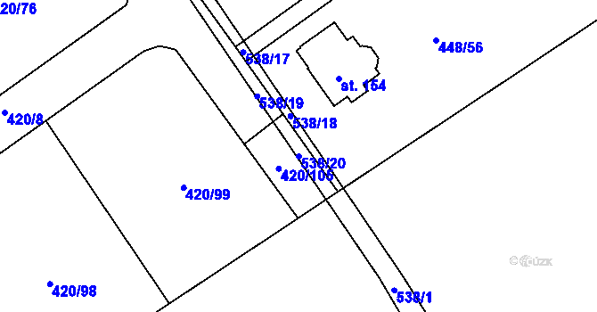 Parcela st. 538/20 v KÚ Zádub, Katastrální mapa