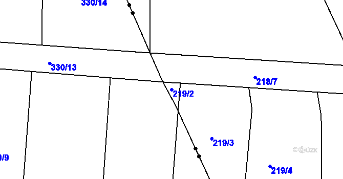 Parcela st. 219/2 v KÚ Závišín, Katastrální mapa