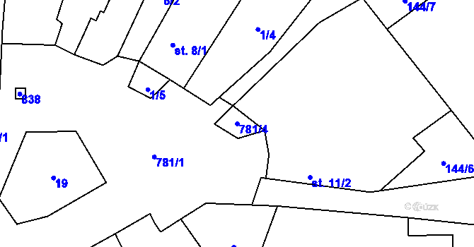 Parcela st. 781/4 v KÚ Závišín, Katastrální mapa