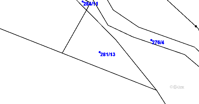 Parcela st. 281/13 v KÚ Závišín, Katastrální mapa