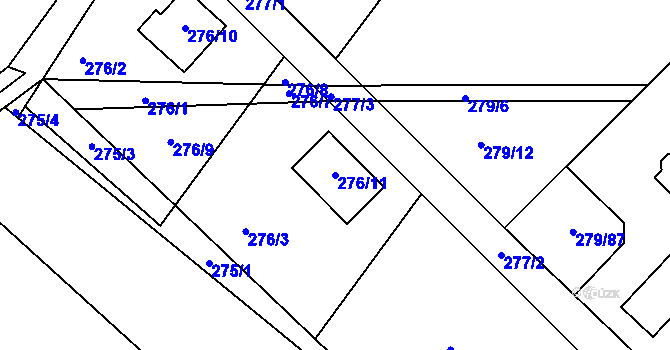 Parcela st. 276/11 v KÚ Raková, Katastrální mapa