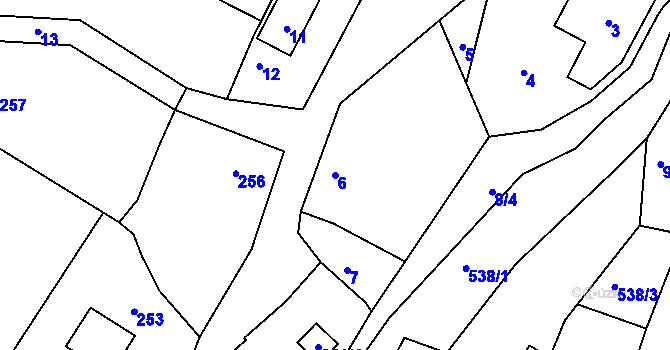 Parcela st. 6 v KÚ Raková, Katastrální mapa