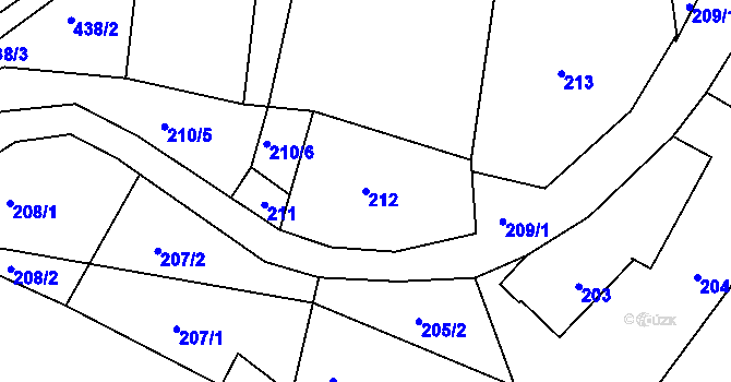 Parcela st. 212 v KÚ Raková, Katastrální mapa