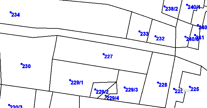 Parcela st. 227 v KÚ Raková, Katastrální mapa