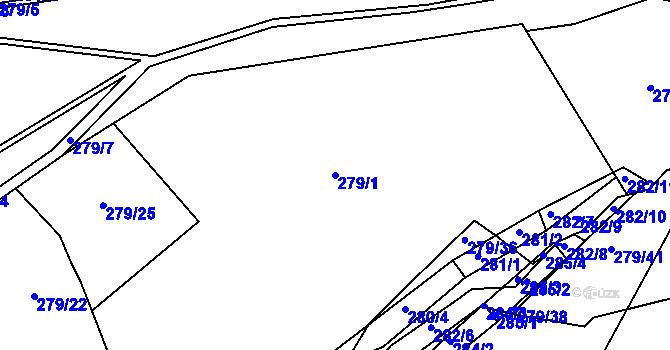 Parcela st. 279/1 v KÚ Raková, Katastrální mapa