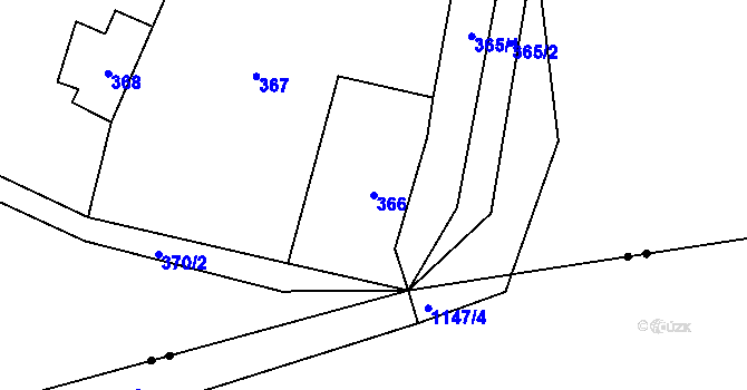Parcela st. 366 v KÚ Raková, Katastrální mapa