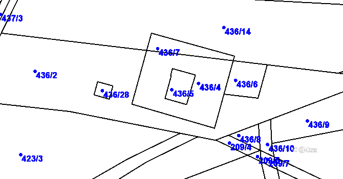 Parcela st. 436/5 v KÚ Raková, Katastrální mapa