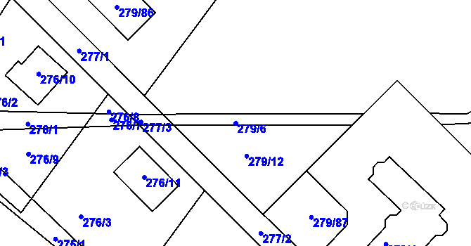 Parcela st. 279/6 v KÚ Raková, Katastrální mapa