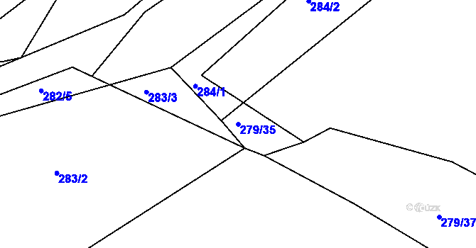 Parcela st. 279/35 v KÚ Raková, Katastrální mapa