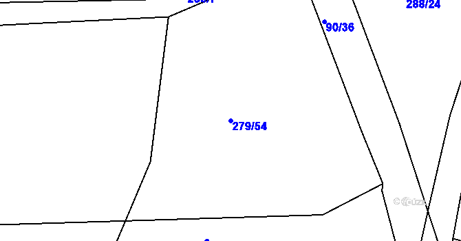 Parcela st. 279/54 v KÚ Raková, Katastrální mapa