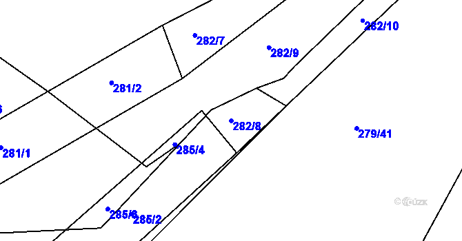 Parcela st. 282/8 v KÚ Raková, Katastrální mapa