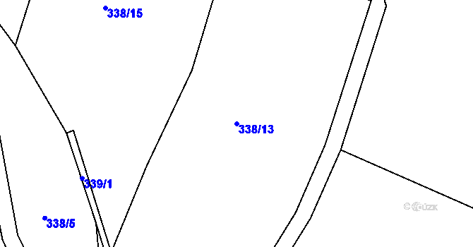 Parcela st. 338/13 v KÚ Raková, Katastrální mapa