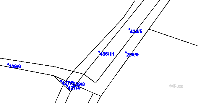 Parcela st. 436/11 v KÚ Raková, Katastrální mapa