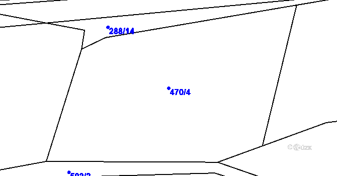 Parcela st. 470/4 v KÚ Raková, Katastrální mapa