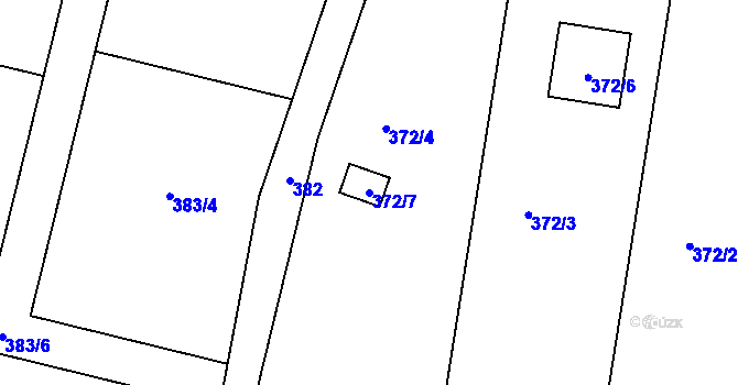 Parcela st. 372/7 v KÚ Raková, Katastrální mapa