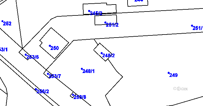 Parcela st. 248/2 v KÚ Zádveřice, Katastrální mapa