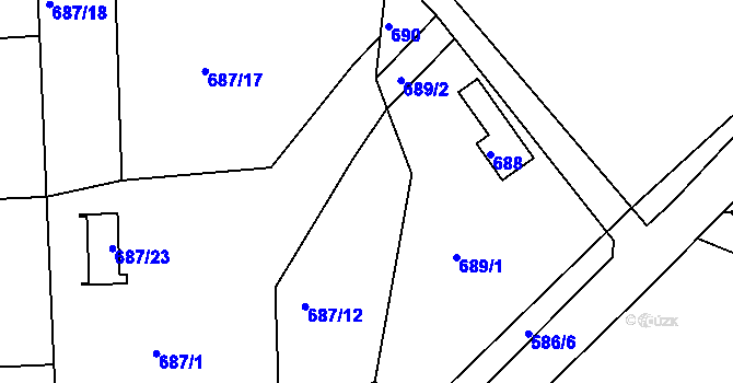 Parcela st. 687/19 v KÚ Zádveřice, Katastrální mapa