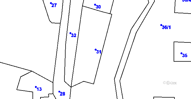 Parcela st. 31 v KÚ Zádveřice, Katastrální mapa