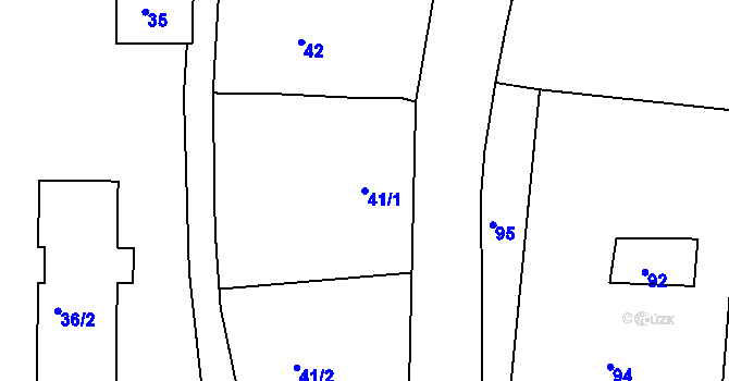 Parcela st. 41/1 v KÚ Zádveřice, Katastrální mapa