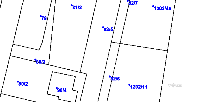 Parcela st. 82 v KÚ Zádveřice, Katastrální mapa
