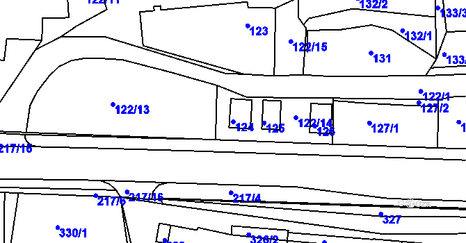 Parcela st. 124 v KÚ Zádveřice, Katastrální mapa