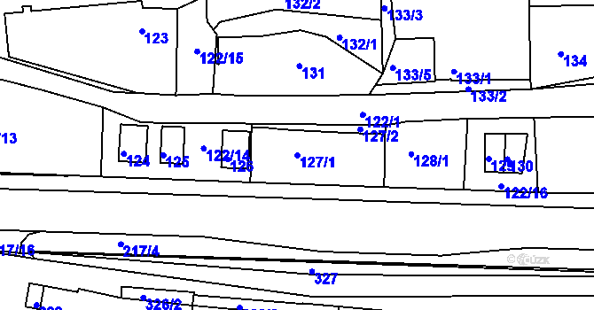 Parcela st. 127/1 v KÚ Zádveřice, Katastrální mapa