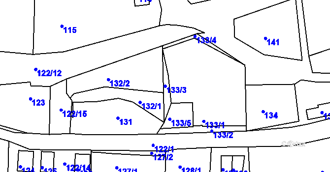 Parcela st. 133/3 v KÚ Zádveřice, Katastrální mapa