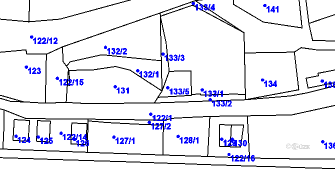 Parcela st. 133/5 v KÚ Zádveřice, Katastrální mapa