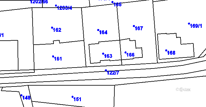 Parcela st. 163 v KÚ Zádveřice, Katastrální mapa