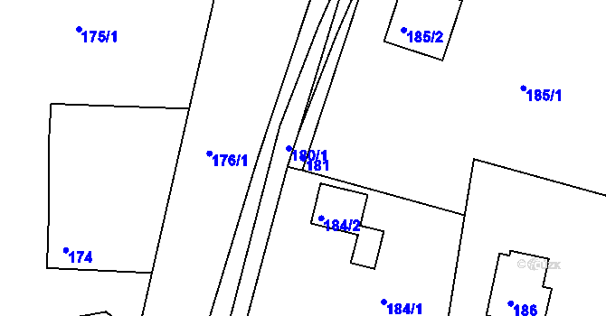 Parcela st. 181 v KÚ Zádveřice, Katastrální mapa