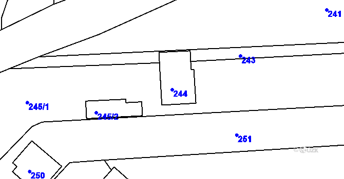 Parcela st. 244 v KÚ Zádveřice, Katastrální mapa