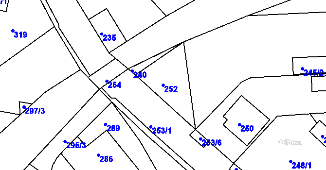Parcela st. 252 v KÚ Zádveřice, Katastrální mapa