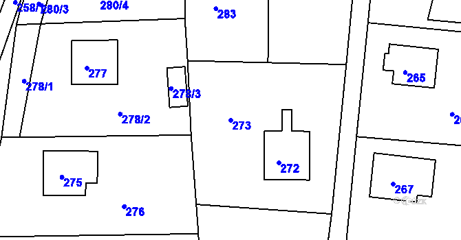Parcela st. 273 v KÚ Zádveřice, Katastrální mapa