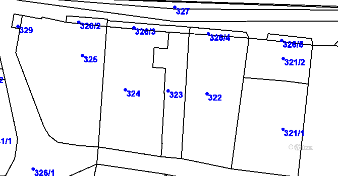 Parcela st. 323 v KÚ Zádveřice, Katastrální mapa