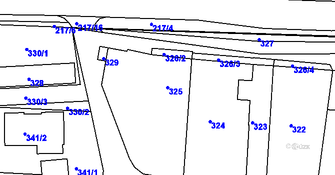 Parcela st. 325 v KÚ Zádveřice, Katastrální mapa