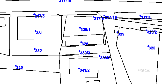 Parcela st. 328 v KÚ Zádveřice, Katastrální mapa