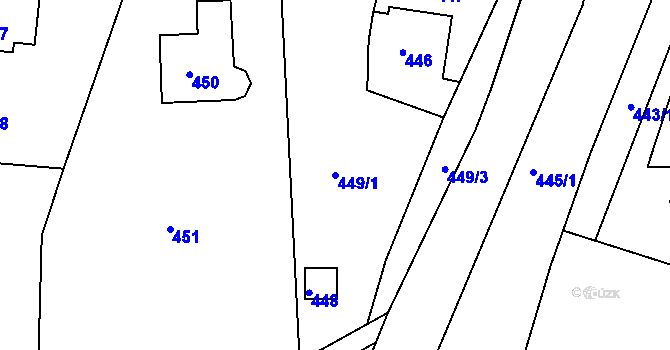 Parcela st. 449/1 v KÚ Zádveřice, Katastrální mapa