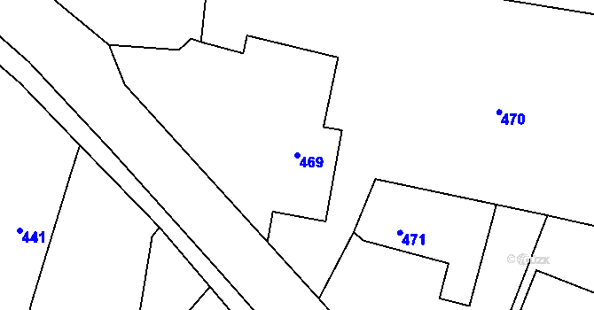 Parcela st. 469 v KÚ Zádveřice, Katastrální mapa