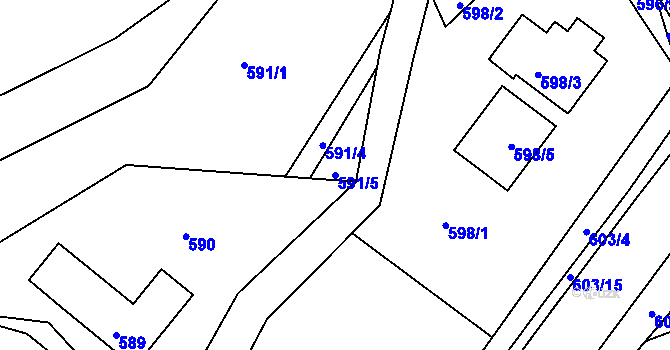 Parcela st. 591/5 v KÚ Zádveřice, Katastrální mapa