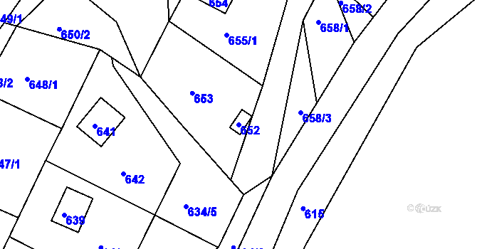 Parcela st. 652 v KÚ Zádveřice, Katastrální mapa