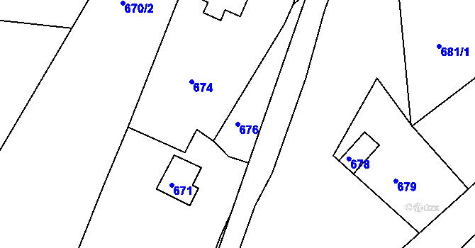 Parcela st. 676 v KÚ Zádveřice, Katastrální mapa
