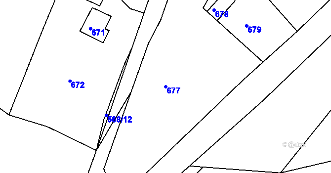 Parcela st. 677 v KÚ Zádveřice, Katastrální mapa