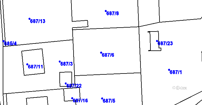 Parcela st. 687/6 v KÚ Zádveřice, Katastrální mapa