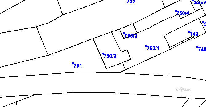 Parcela st. 750/2 v KÚ Zádveřice, Katastrální mapa