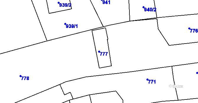 Parcela st. 777 v KÚ Zádveřice, Katastrální mapa