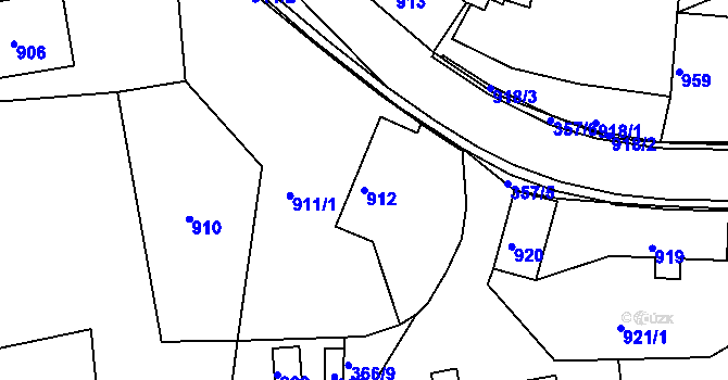 Parcela st. 912 v KÚ Zádveřice, Katastrální mapa