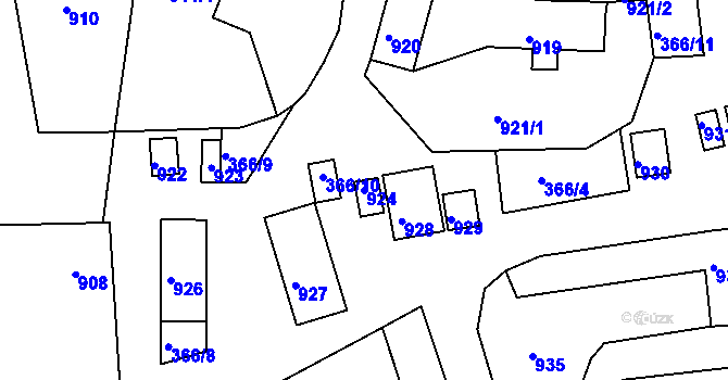Parcela st. 924 v KÚ Zádveřice, Katastrální mapa